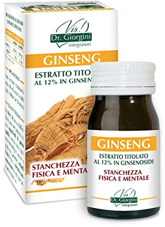 Dr. Giorgini Integratore Alimentare, Monocomponenti Erbe Ginseng Estratto Titolato al 12% in Ginsenosidi Pastiglie - 30 g, 1 unità, 1