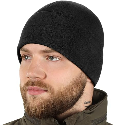 M-Tac Fleece Watch Cap - Tactical Beanie Hat Winter Skull Cap Cold Weather (Black, L)