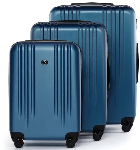 FERGÉ Juego 3 Maletas rigidas Marseille Equipaje de Viaje Dura Trolley Set con 4 Ruedas giratorias (360) Azul