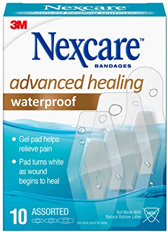 Nexcare Advanced Healing Waterproof Bandages, Assorted Sizes, 10 Count