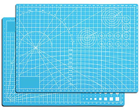 Ommda Schneidematte A3 Selbstheilend Werkstatt mit Doppelseitig cm und inch Angabe Cutting Mat Werkstatt Schneidematte Stoff zum Nähen Quilt Basteln und Patchworken 3mm Dicke,Blau,
