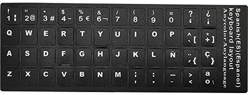 Pegatinas para teclado, letras blancas con fondo negro, para todos los portátiles y teclado de computadora de escritorio (negro_español)