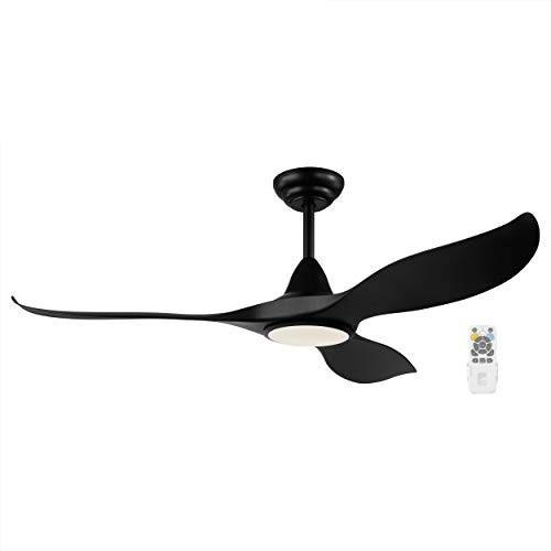 EGLO Deckenventilator Cirali 52, 3 Flügel Ventilator mit Beleuchtung und Fernbedienung, Sommer Winter Betrieb, warmweiß - kaltweiß, dimmbar, Kunststoff in Schwarz, DC Motor, leise, Ø 132 cm