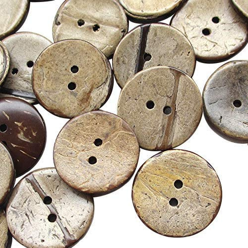 Chenkou Craft 100pcs Brown Natural Coconut Coco Button 2 Holes Craft Clothe Sewing