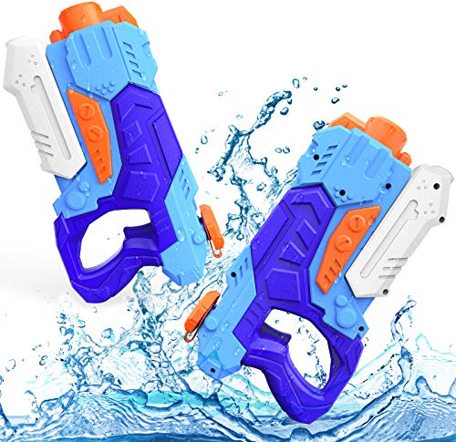 Kiztoys&1 Pistola ad Acqua per Bambini, Confezione da 2 Potenti Pistole ad Acqua con 1200 ml di Rrande Capacità e 33 Piedi a Lungo Raggio per Sport Acquatici Estivi Garden Beach