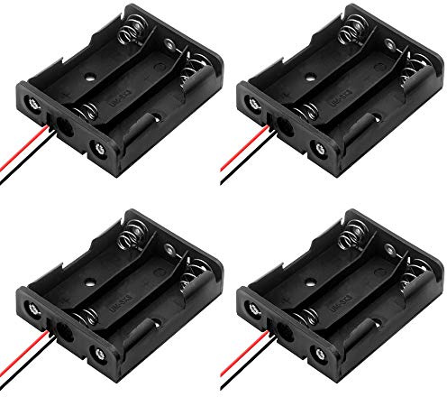 4 PCS AA Support de Batterie Coque Plastique Batterie Boîte de Rangement 3 x 1.5V AA Noir Batterie Stockage Boite Support pour 3 Piles AA