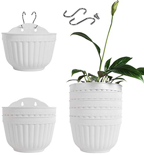 Confezione da 8 vasi da parete in resina da appendere alla parete verticale da giardino, da appendere alla finestra, per interni ed esterni, per cucina, erbe, tralicci, arredamento moderno bianco…