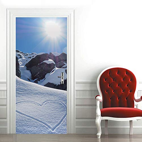 Türaufkleber Sonnenschein Schnee Berg Liebe Türtapete Wandbild Türfolie TürPoster Fototapete 90 x 200 cm