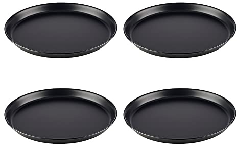 APS Pizzaform rund Ø 28/26,3 x 2,5 cm (4er-Set) - Pizzablech aus Blaublech, nicht beschichtet, lange Lebensdauer, zum professionellen Pizzabacken