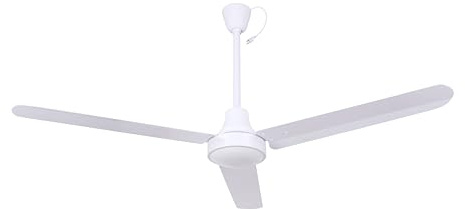 Canarm CP56D11PN 56-Inch Industrial DC Ceiling Fan, High-Performance, White, Cord & Plug, Downrod Mount, Energy-Efficient for Commercial & Residential Spaces