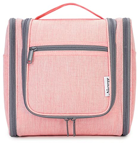Narwey Kulturbeutel zum Aufhängen, Kulturtasche Kulturbeutel Damen Kinder Gross, Waschtasche Hanging Toiletry Bag Damen für Reise, Kosmetiktasche Make up Tasche für Frauen (Rosa (Groß))