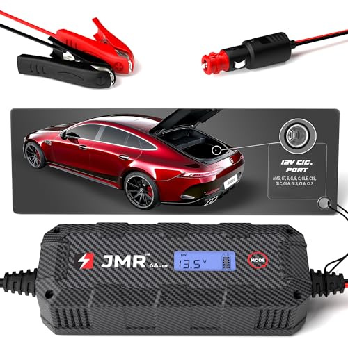 JMR Batterieladegerät für Mercedes-Benz AMG GT S Class SL G GLS E GLE CLE CLS Alle Modelle Autobatterie Ladegerät Erhaltungsladegerät Akkuladegerät Lader (12V Zig.-Anschluss, Lithium-Modus hinzufügen)