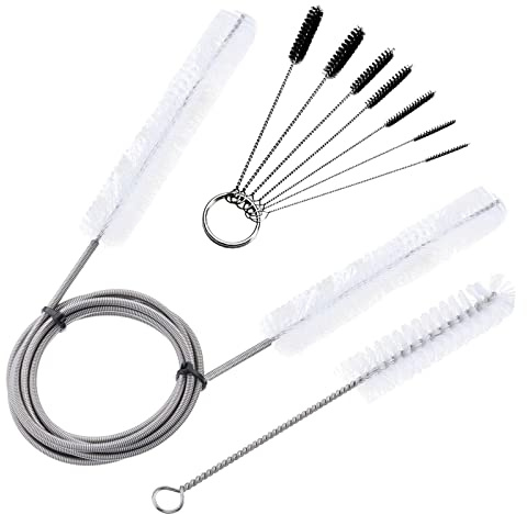 9PCS Nylon Reinigungsbürsten Set Edelstahl Bürsten Set, 212cm Aquarium Reinigungsbürste Flexible Double Ended Aquarium Schläuche Filter Rohrbürste Reiniger Pumpe Schlauchbürste, für Aquarium Reinigen