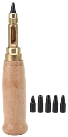 Perforadora japonesa ajustable para tornillos, herramienta perforadora de cuero, 6 tamaños de punta, juego de perforadoras de tela para coser cuero, papel, manualidades, perforadora ajustable para tor