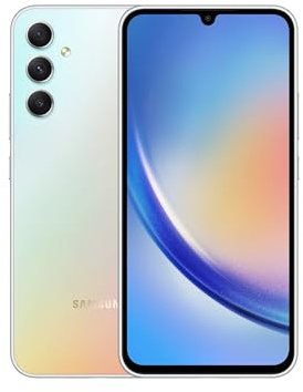 Samsung Galaxy A34 5G Smartphone Android, Display FHD+ Super AMOLED 6.6”, 8GB RAM e 256GB di memoria interna espandibile, Batteria 5.000 mAh, Argento (Awesome Silver) [Versione Italiana]