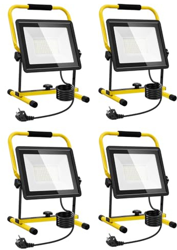 Litglobe LED Baustrahler 100W 10000LM 6500K kaltweiß, IP66 Wasserdicht, Arbeitsleuchte mit Stecker & 3M Kabel, für Baustelle, Werkstatt, Garage