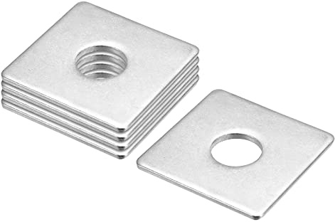 sourcing map Quadratische Unterlegscheiben, 5 Stück, M16 x 50 x 50 x 2 mm, 304 Edelstahl, quadratische Platten-Unterlegscheiben, flache Pad-Abstandshalter-Dichtung für Hardware-Befestigung