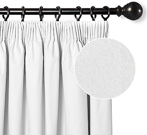 MYSKY HOME Gardinen Verdunkelungsvorhang mit Kräuselband Schlafzimmer Wärmeisolierter 2er-Set Gardine Verdunkelungsvorhänge Durchgängen Beschichtung Sonnenschutz, H175xB140cm, Grau-weiß
