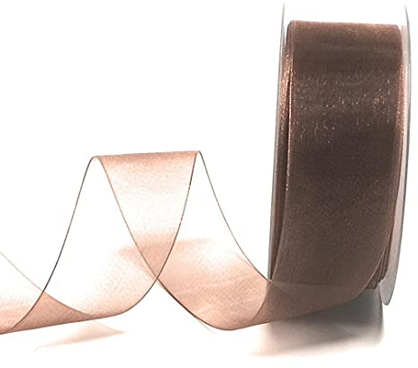 s.dekoda Schleifenband 50m x 40mm Braun - Kastanie Organza Chiffon Geschenkband Organzaband [1350-132]