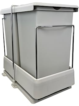 Aspira Ausziehbarer SMART Einbaumülleimer, Abfalleimer, Mülleimer „Müllomatic ECO 2“ mit automatischem Auszug beim Türöffnen | Volumen: 2x 14L | mit Schienen- bzw. Gleitsystem