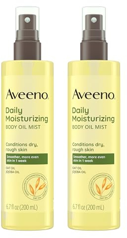 Aveeno Daily Moisturizing Body Oil Mist with Oat & Jojoba Oil for Dry Sensitive Skin, Nourishing Body Spray for Smoother Skin, Paraben-, Silicone- & Alcohol-Free, Twin Pack, 6.7 fl. oz, 2 Pack