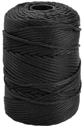 Volumoon Filato di Poliestere 3mm, Cordino Cerato, Corda per Macrame, Filo per Appendere la Parete, Fai Da Te, Artigianato, Lavori a Maglia, Decorazioni (Nero)