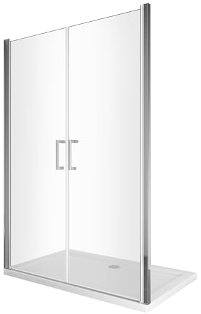 Duschtür mit zwei Pendeltüren aus 8 mm temperiertem Easy-Clean-Glas ((120) CM.118,5-122,5 H 200 cm)