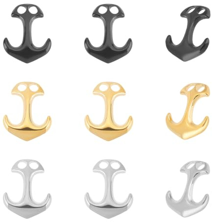 UNICRAFTALE 9 st 3 färger 304 rostfritt stål ankarkrok spännen ankare smycken lås två hål metall resa spännen krok sladd ändkontakt för läder sladd armband tillverkning