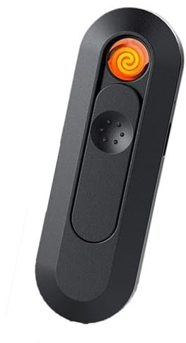 Mini accendino elettrico al plasma, accendino antivento, accendino a spirale, accendino USB ricaricabile for fuoco/sigarette, candele (Color : Black)