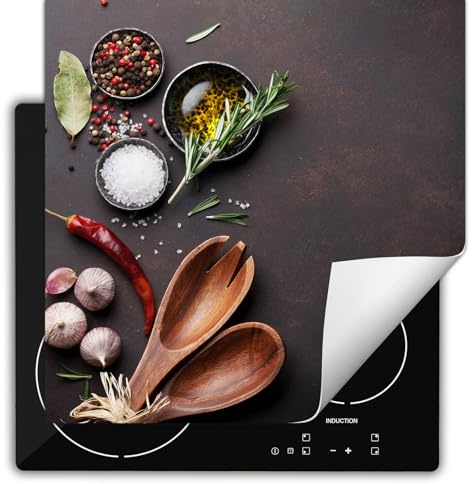 SMTDeco herdabdeckplatte Induktionsmatte herdabdeckung ceranfeld abdeckplatten für ceranfelder induktionskochfeld schutzmatte 60x52 cm Gewürze grau