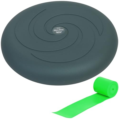 Fitness-Freund Kombi-Set mit Balancekissen 33 cm oliv und Fitnessband grün/leicht (240x7,5 cm), Made in Germany
