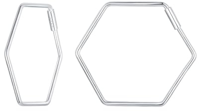Qings Sterling Silber Großer Herz Creolen Ohrringe für Damen Mädchen Minimalistischen Herzförmige Sechseck Huggie Hoops Dünn Leicht Geometrische Ohrringe