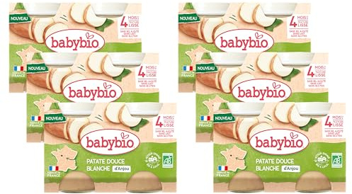 BABYBIO Petits pots - Patate douce blanche d'Anjou - 2 x 130g - Lot de 6 - BIO