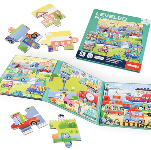 ASTARON Magnetische Puzzle für Kinder, 25-30-42 Teile Verkehr Kinderpuzzle ab 3 Jahre, Beschäftigung für Kinder im Autofahrt Flugzeug, Kindergeburtstag Geschenke