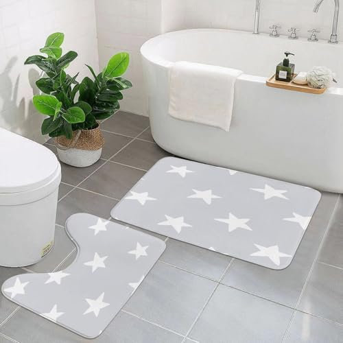AELKSP Badezimmerteppich Set 2 Teilig,Unregelmäßige handgezeichnete Sterne,rutschfest Waschbar Badvorleger Set,Saugfähig Badematte Badteppich Set mit
