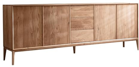 Lomadox Massivholz Sideboard Anrichte Kommode Schrank Eiche massiv geölt Massivholz 4 Türen 3 Schubladen Push-to-Open 221,6x81,9x41,5 cm