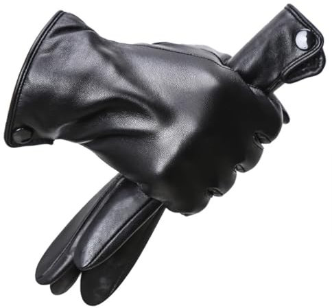 Damen Winterhandschuhe für Schaffell Handschuhe Warm halten Winterhandschuhe Lederhandschuhe Schwarz 9