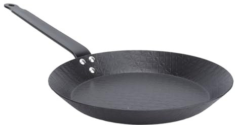 ASHATA Sartén No Frito, Sartén de Acero Al Carbono, Utensilios de Cocina con Manija Cómoda, Diseño sin Humo, Cocción Al Aire Libre en Interiores (Los 24cm)