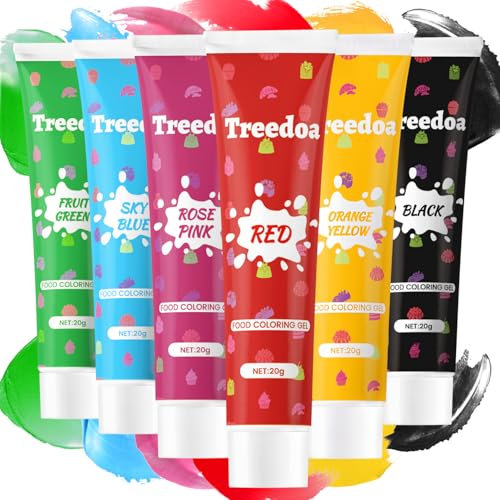 Colorante Alimentario Gel, 20g x 6 Colores Gran Capacidad Colorantes Alimentarios Reposteria Altamente Concentrado para Decoración de Pasteles, Huevos de Pascua, Galletas, Fondant, Macarrone, Donuts