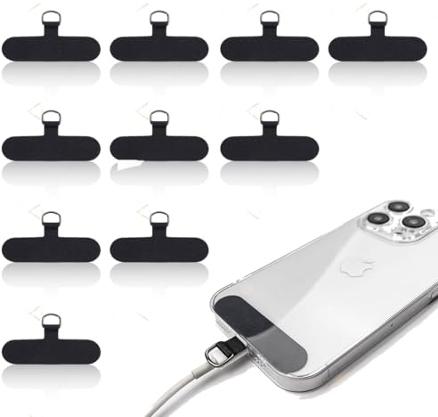 JEYORZY 1x Patches de Cadena para TeléFono MóVil, Parche Universal para Teléfono Celular, Teléfono Parche de Cordón para Teléfono, Adapta a Todas las Colgante para Movil, Accesorio Antipérdida, Negro