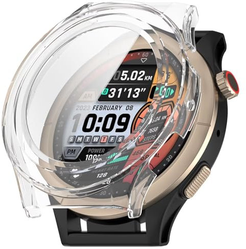 FTRONGRT Funda Compatible con Amazfit Cheetah Round/Amazfit Cheetah Pro, PC + Película Templada, Todo Incluido Anti-Rasguños Estuche Protector. Transparente