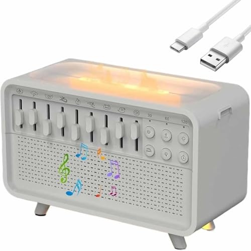 Bulora Boîte à son, machine de sommeil Belora, humidificateur à lumière de nuit à bruit blanc, 8 groupes de sons naturels, mise à niveau Bluetooth 5.3, capacité du réservoir d'eau de 200 ml, calme les