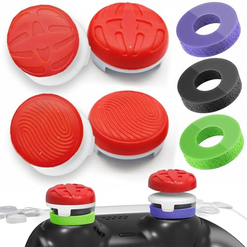 TEUVO Joystick Thumbstick Grips para PS5 PS4 Mando, 4 Silicona Thumbstick Grips + 3 Joystick Anillos Esponja Asistencia Control ps5 Objetivo Asistir Compatible con Joystick PS5 PS4 Accesorios 7 PZS