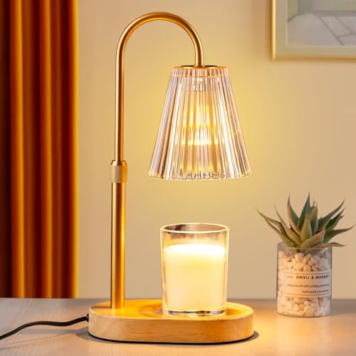 Candle Warmer Lamp Dimmable Timer: Electric Candles Melting Light for Wax Jar Height Adjustable Candle Heater for Indoor Flameless Burner with 2 Bulbs Exquisite New Home Gifts Birthday Presents