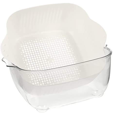 Cabilock Cesta de Drenaje Multifuncional para Cocina Canasta de Lavado de Verduras y Frutas Almacenamiento Transparente de Gran Accesorios de Cocina Prácticos