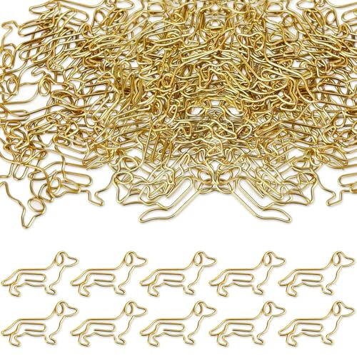 50 Stück Dackel Büroklammern, Gold Büroklammern Hund Motiv, Interessanter Büroklammer Groß Aktenklammer Paper Clips Dackelburoklammern für Klassenzimmer Büro Schule, Praktische Dackel Geschenke