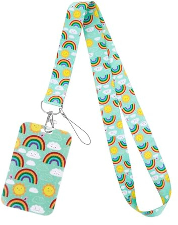 Grün Kartenhülle Mit Band,Kinder Schlüsselband,Ausweishülle Mit Band,Busausweis Hülle Lanyard,Umhängeband Clip-Verschluss,Schlüsselanhänger,Kartenhalter,für Ausweishalter,Ausweishüllen,Badges