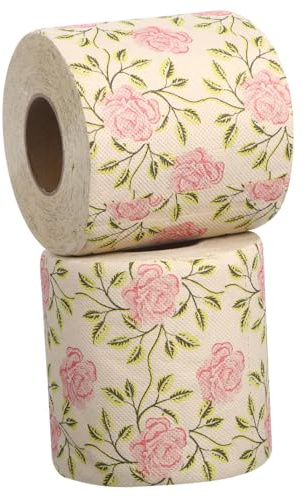 SOPOTUTU Carta Igienica Floreale in Polpa di Bambù Stampa a Rose, 2 Pezzi Resistenti allo Sbiadimento, per Bagno e Cucina Design Creativo e Romantico