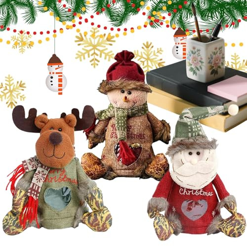 Weihnachtliche Puppen Geschenkbeutel, Wiederverwendbare Stoff-Weihnachtstüten Mit Reißverschluss, Dekorative Aufbewahrung für Festtagsgeschenke Wein Spielzeug Kleidung Süßigkeiten