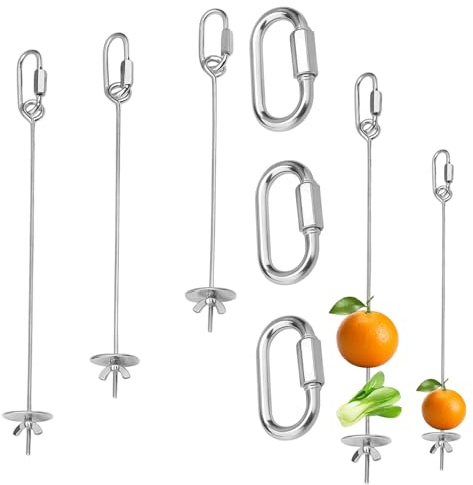 DvBCNMe 6 Stück Wellensittich Spielzeug Set, Vogelkäfig Zubehör, Papagei Spielzeug, Wellensittich Zubehör, Vogel, Vogelspielzeug, Futterkrippe, für Hühnerspielzeug, Edelstahl, Futtersuchspielzeug